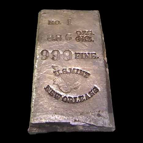 Undated U.S. Mint New Orleans, No.1, 9.85 ozs (o) Undated U.S. Mint New Orleans, No.1, 9.85 ozs (o)