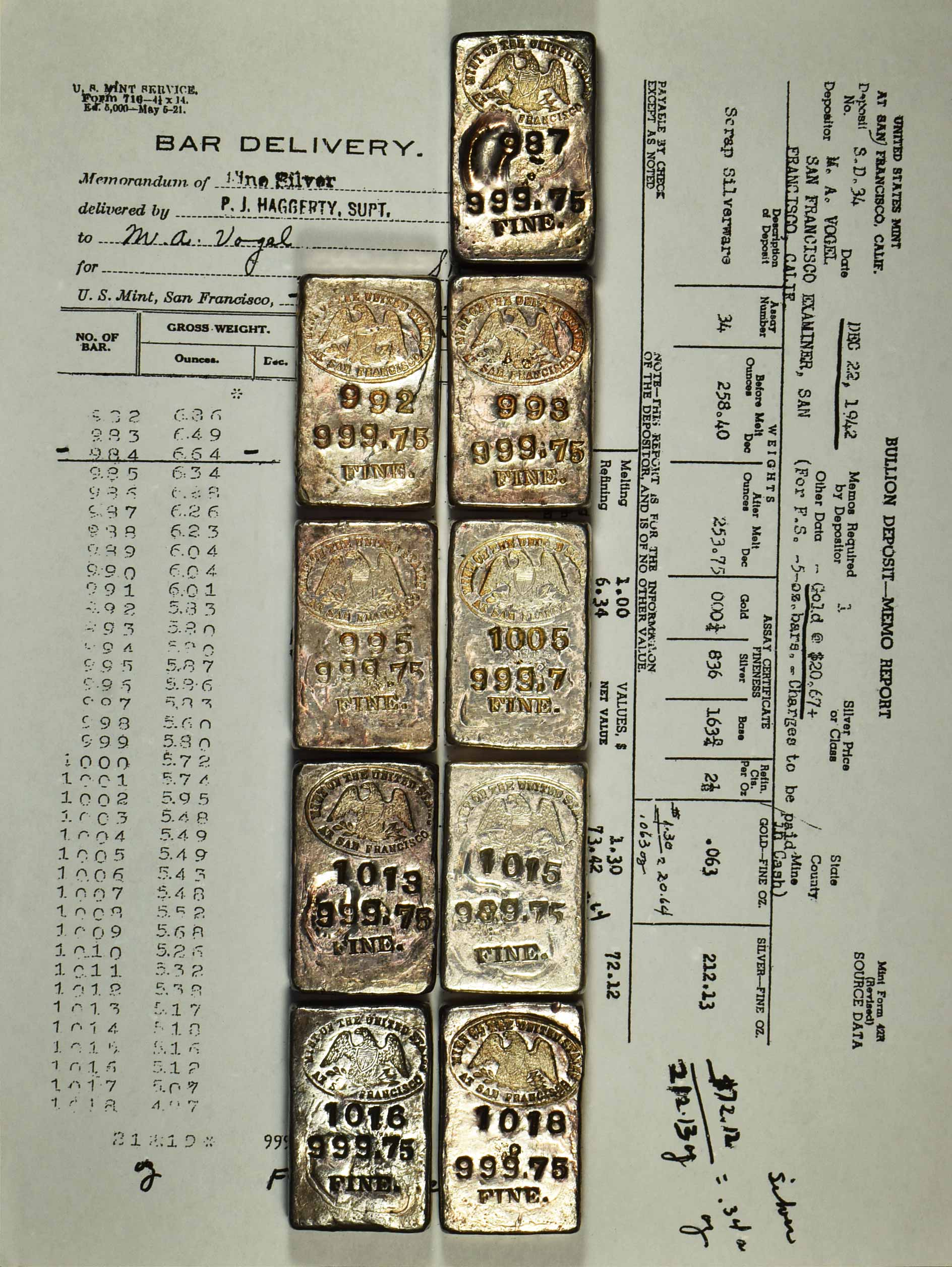 1942 Receipt With Ingots 1942 Receipt With Ingots